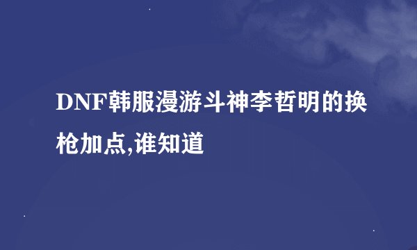 DNF韩服漫游斗神李哲明的换枪加点,谁知道