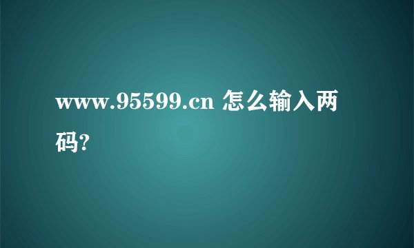 www.95599.cn 怎么输入两码?