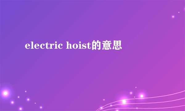 electric hoist的意思