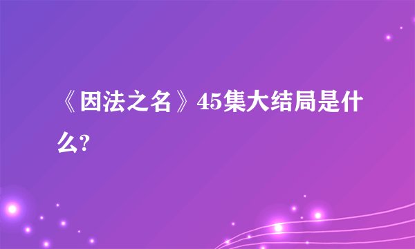 《因法之名》45集大结局是什么?