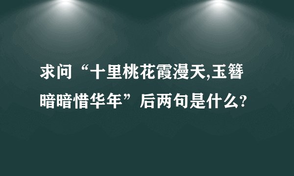 求问“十里桃花霞漫天,玉簪暗暗惜华年”后两句是什么?
