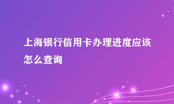 上海银行信用卡办理进度应该怎么查询