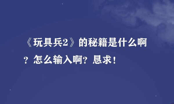 《玩具兵2》的秘籍是什么啊？怎么输入啊？恳求！