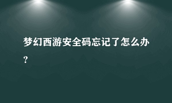 梦幻西游安全码忘记了怎么办？