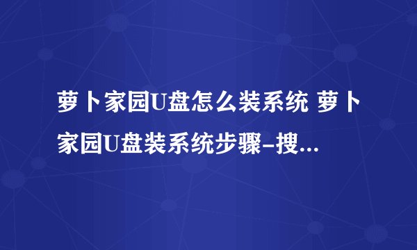 萝卜家园U盘怎么装系统 萝卜家园U盘装系统步骤-搜狗输入法