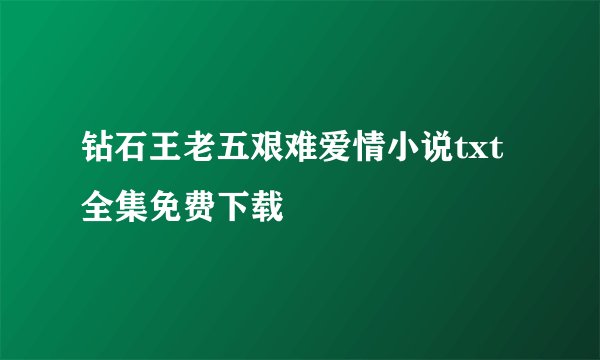 钻石王老五艰难爱情小说txt全集免费下载