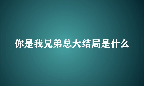 你是我兄弟总大结局是什么