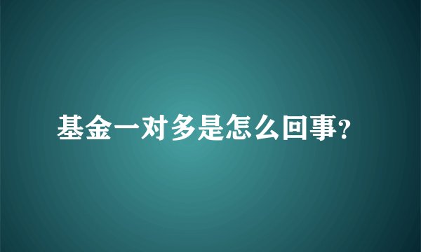 基金一对多是怎么回事？