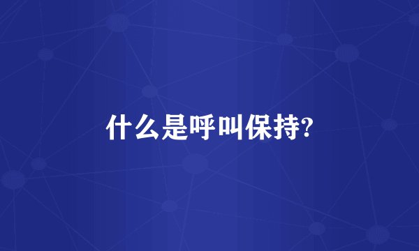 什么是呼叫保持?