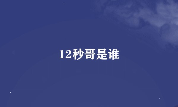12秒哥是谁
