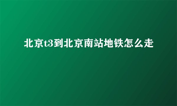 北京t3到北京南站地铁怎么走