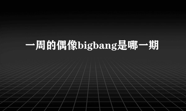 一周的偶像bigbang是哪一期