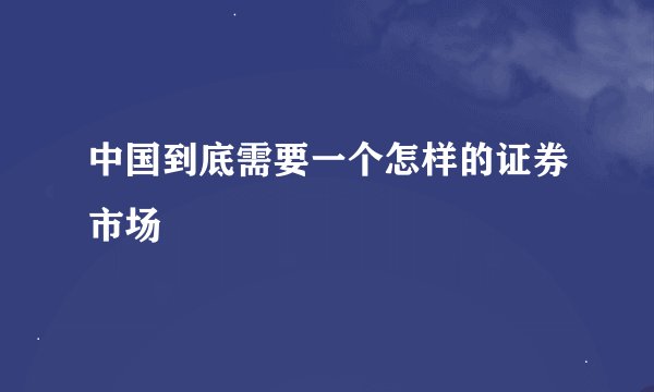 中国到底需要一个怎样的证券市场