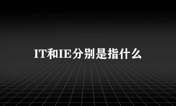 IT和IE分别是指什么