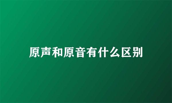 原声和原音有什么区别