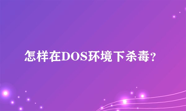 怎样在DOS环境下杀毒？