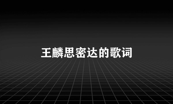 王麟思密达的歌词