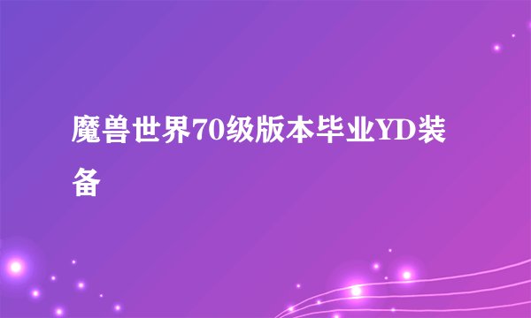 魔兽世界70级版本毕业YD装备