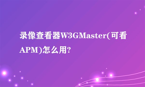 录像查看器W3GMaster(可看APM)怎么用?