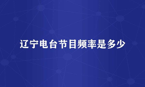 辽宁电台节目频率是多少