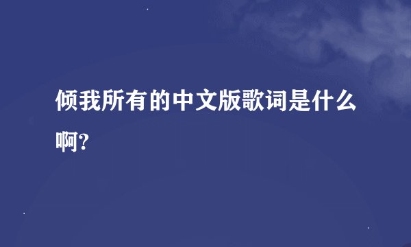 倾我所有的中文版歌词是什么啊?