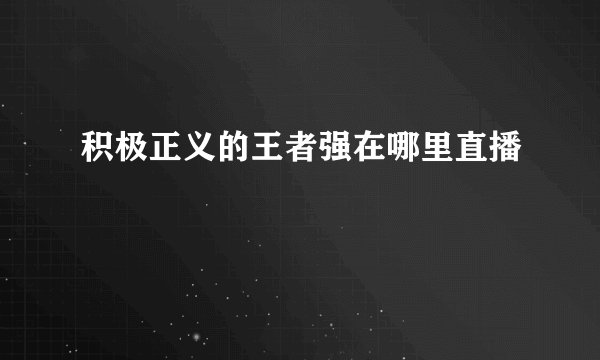 积极正义的王者强在哪里直播