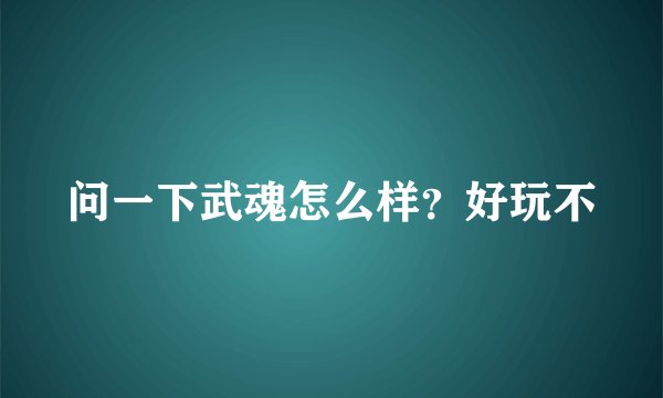 问一下武魂怎么样？好玩不