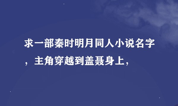 求一部秦时明月同人小说名字，主角穿越到盖聂身上，