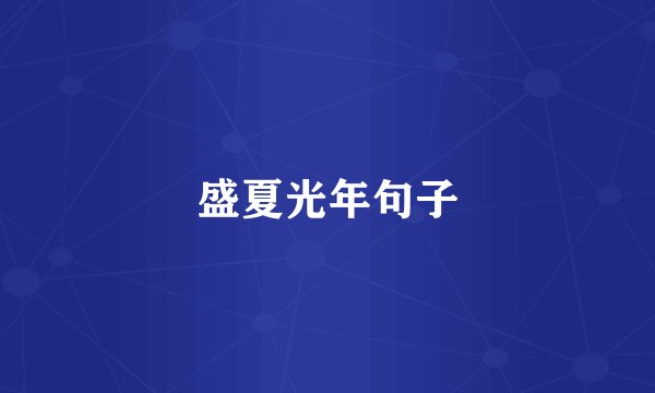 盛夏光年句子