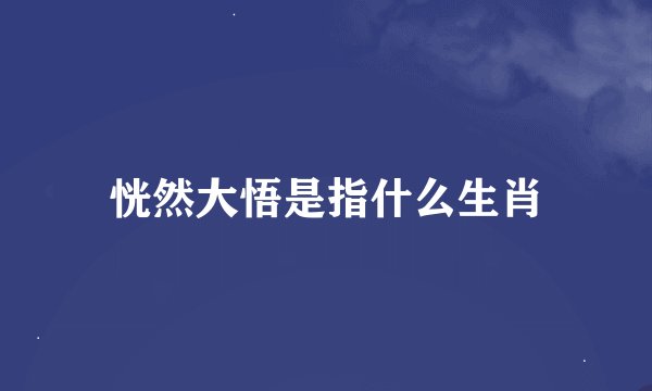 恍然大悟是指什么生肖