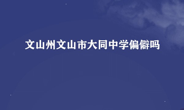 文山州文山市大同中学偏僻吗