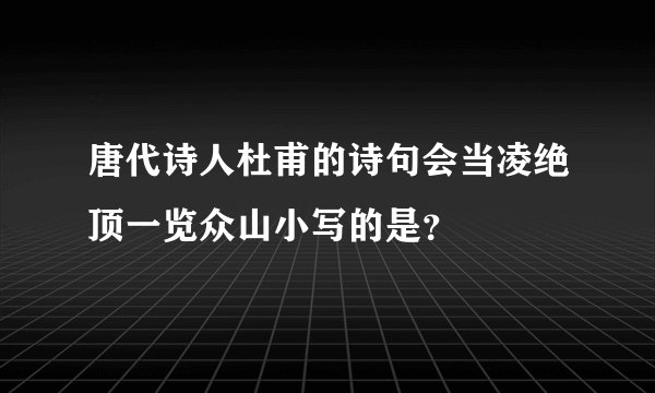 唐代诗人杜甫的诗句会当凌绝顶一览众山小写的是？