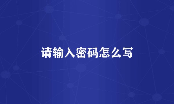 请输入密码怎么写