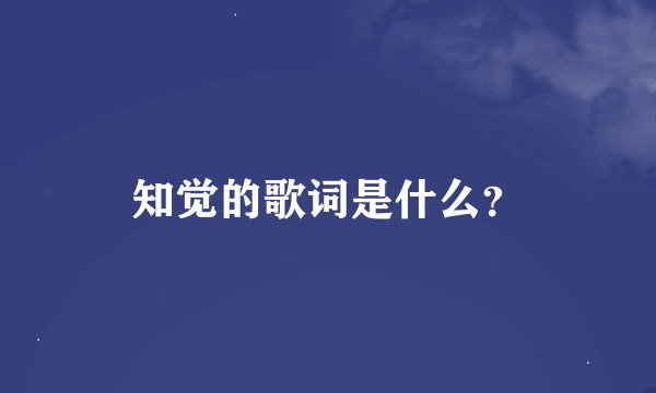 知觉的歌词是什么？
