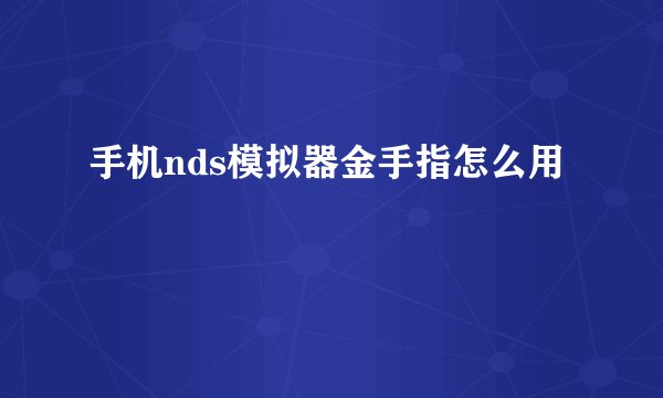 手机nds模拟器金手指怎么用