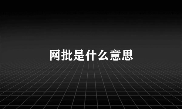 网批是什么意思