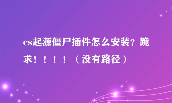 cs起源僵尸插件怎么安装？跪求！！！！（没有路径）