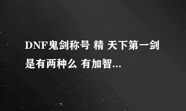 DNF鬼剑称号 精 天下第一剑 是有两种么 有加智力 有加力量 是么