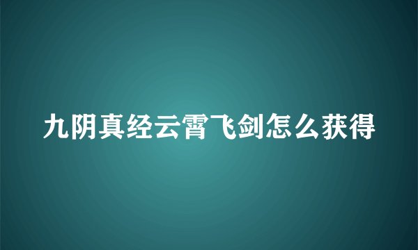 九阴真经云霄飞剑怎么获得