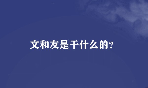 文和友是干什么的？