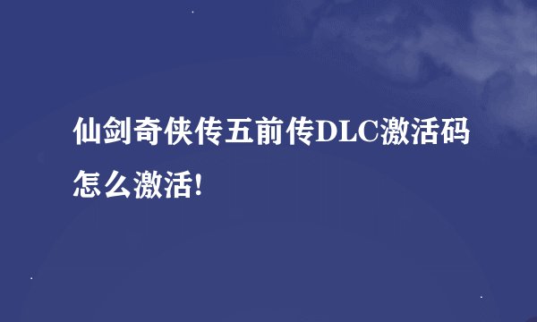 仙剑奇侠传五前传DLC激活码怎么激活!