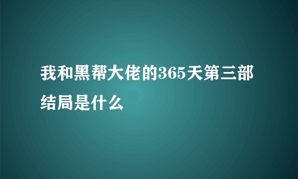 我和黑帮大佬的365天第三部结局是什么