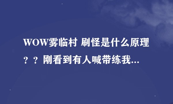 WOW雾临村 刷怪是什么原理？？刚看到有人喊带练我就进组了