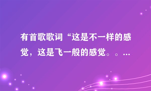 有首歌歌词“这是不一样的感觉，这是飞一般的感觉。。”这是什么歌？