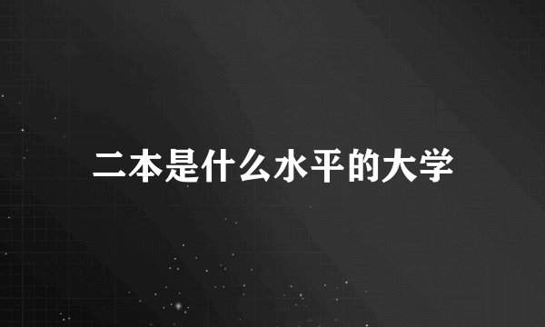 二本是什么水平的大学