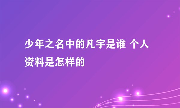 少年之名中的凡宇是谁 个人资料是怎样的