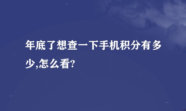 年底了想查一下手机积分有多少,怎么看?