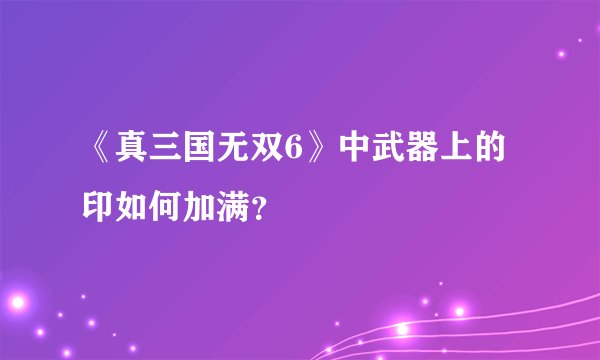 《真三国无双6》中武器上的印如何加满？