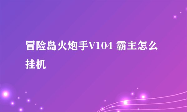 冒险岛火炮手V104 霸主怎么挂机