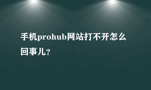 手机prohub网站打不开怎么回事儿？